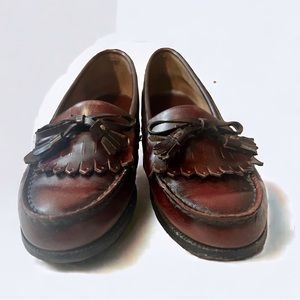 COPY - Vintage Kilted Fringe Leather Burgundy Womens Loafers by Eastland Size 8